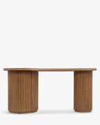 Bureau en Bois Caoutchouté Courbé en Forme de Haricot avec Rangement Discret et Design Élégant pour Bureau à Domicile