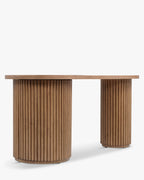 Bureau en Bois Caoutchouté Courbé en Forme de Haricot avec Rangement Discret et Design Élégant pour Bureau à Domicile