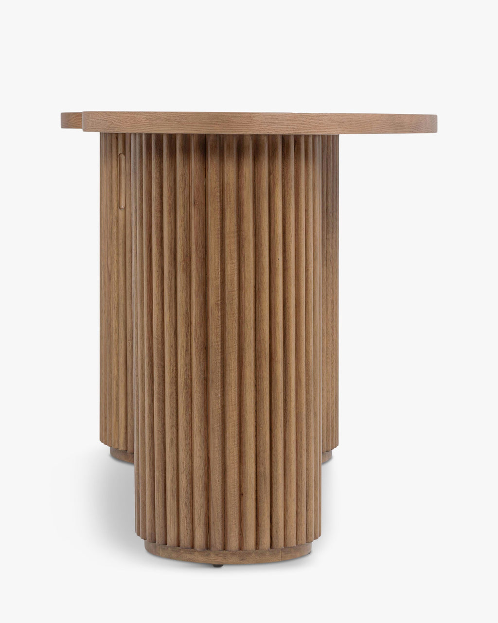 Bureau en Bois Caoutchouté Courbé en Forme de Haricot avec Rangement Discret et Design Élégant pour Bureau à Domicile