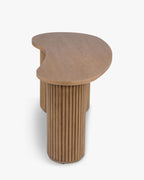 Bureau en Bois Caoutchouté Courbé en Forme de Haricot avec Rangement Discret et Design Élégant pour Bureau à Domicile