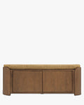 Banc en tissu moderne avec design arrondi et matériaux de qualité pour chambre et entrée