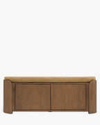 Banc en tissu moderne avec design arrondi et matériaux de qualité pour chambre et entrée