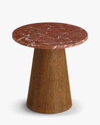 Table d'appoint en chêne massif naturel et marbre/travertin avec sophistication discrète pour salon et chambre