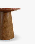 Table d'appoint en chêne massif naturel et marbre/travertin avec sophistication discrète pour salon et chambre
