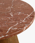 Table d'appoint en chêne massif naturel et marbre/travertin avec sophistication discrète pour salon et chambre