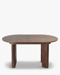 Table à manger extensible contemporaine en bois composite et chêne avec piètement unique et capacité modulaire