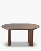 Table à manger extensible contemporaine en bois composite et chêne avec piètement unique et capacité modulaire
