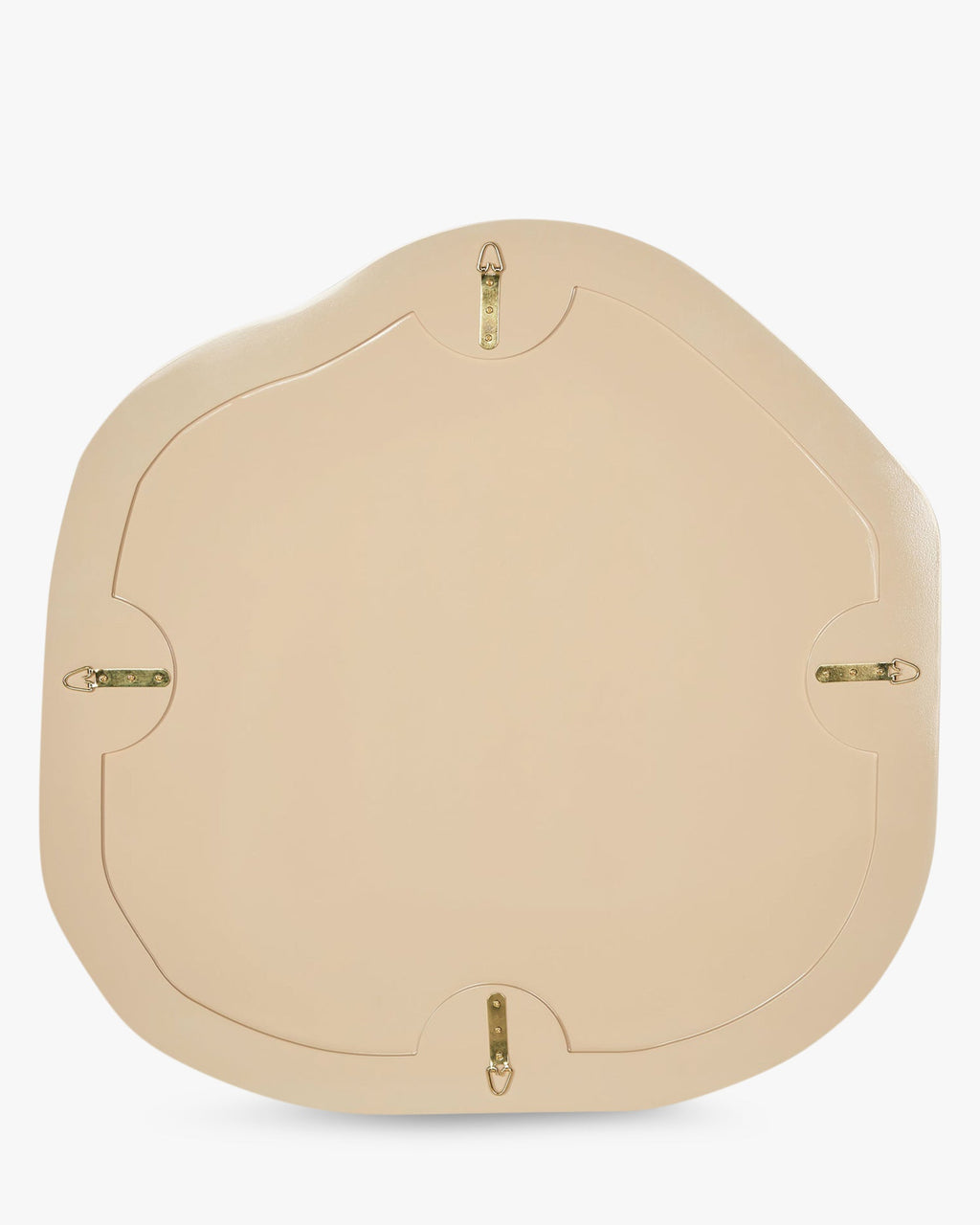 Miroir organique bois/résine avec courbes arrondies et profondeur visuelle pour salon et chambre