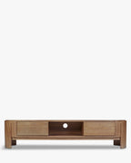 Meuble TV Minimaliste en Bois Noble avec Courbes Naturelles & Design Fonctionnel Salon