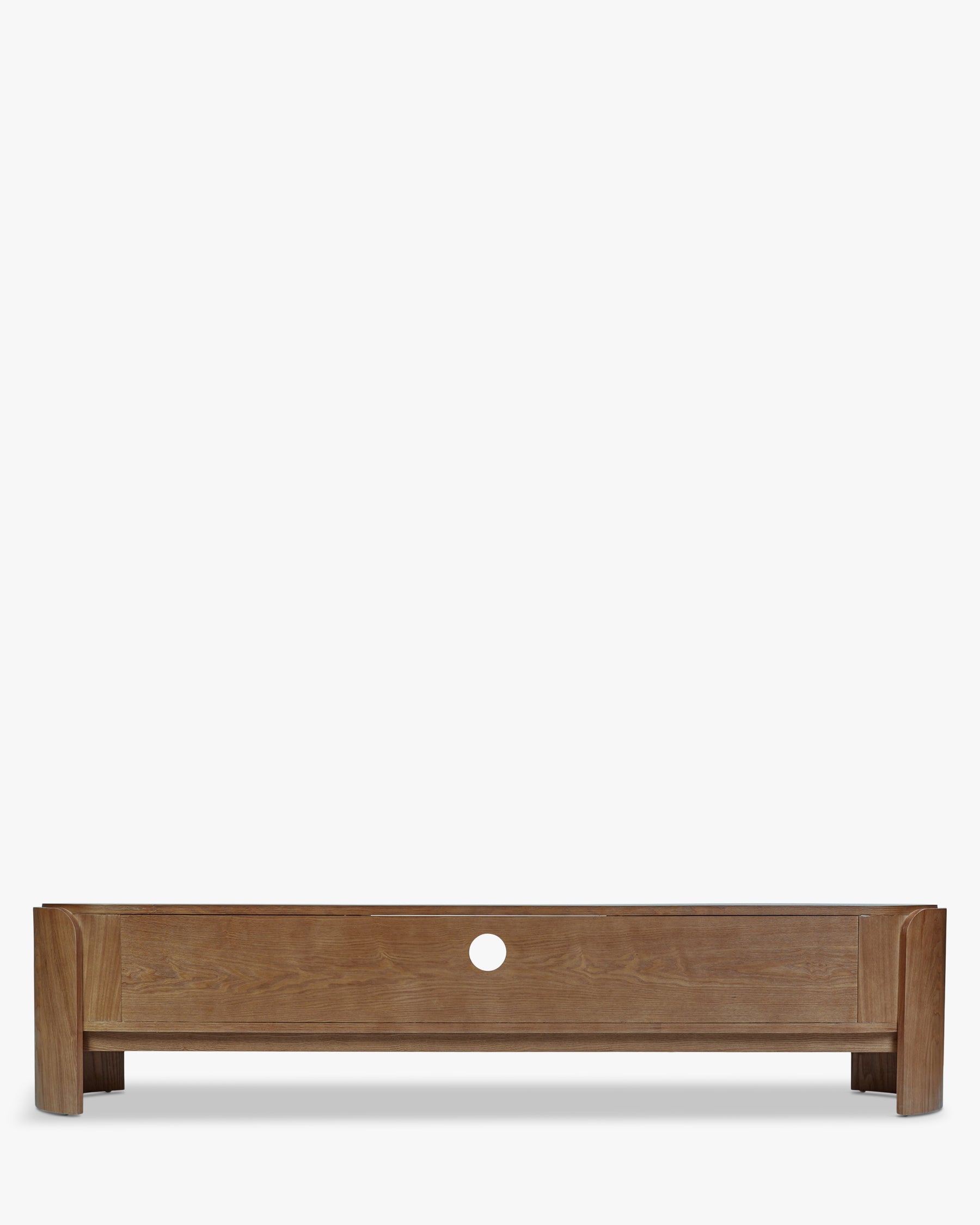 Meuble TV Minimaliste en Bois Noble avec Courbes Naturelles & Design Fonctionnel Salon