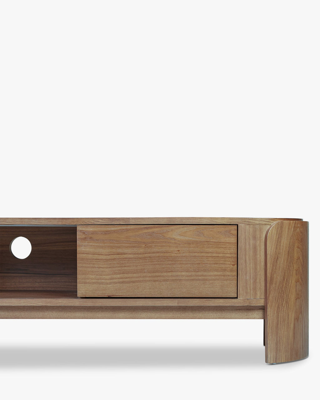 Meuble TV Minimaliste en Bois Noble avec Courbes Naturelles & Design Fonctionnel Salon
