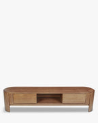 Meuble TV Minimaliste en Bois Noble avec Courbes Naturelles & Design Fonctionnel Salon