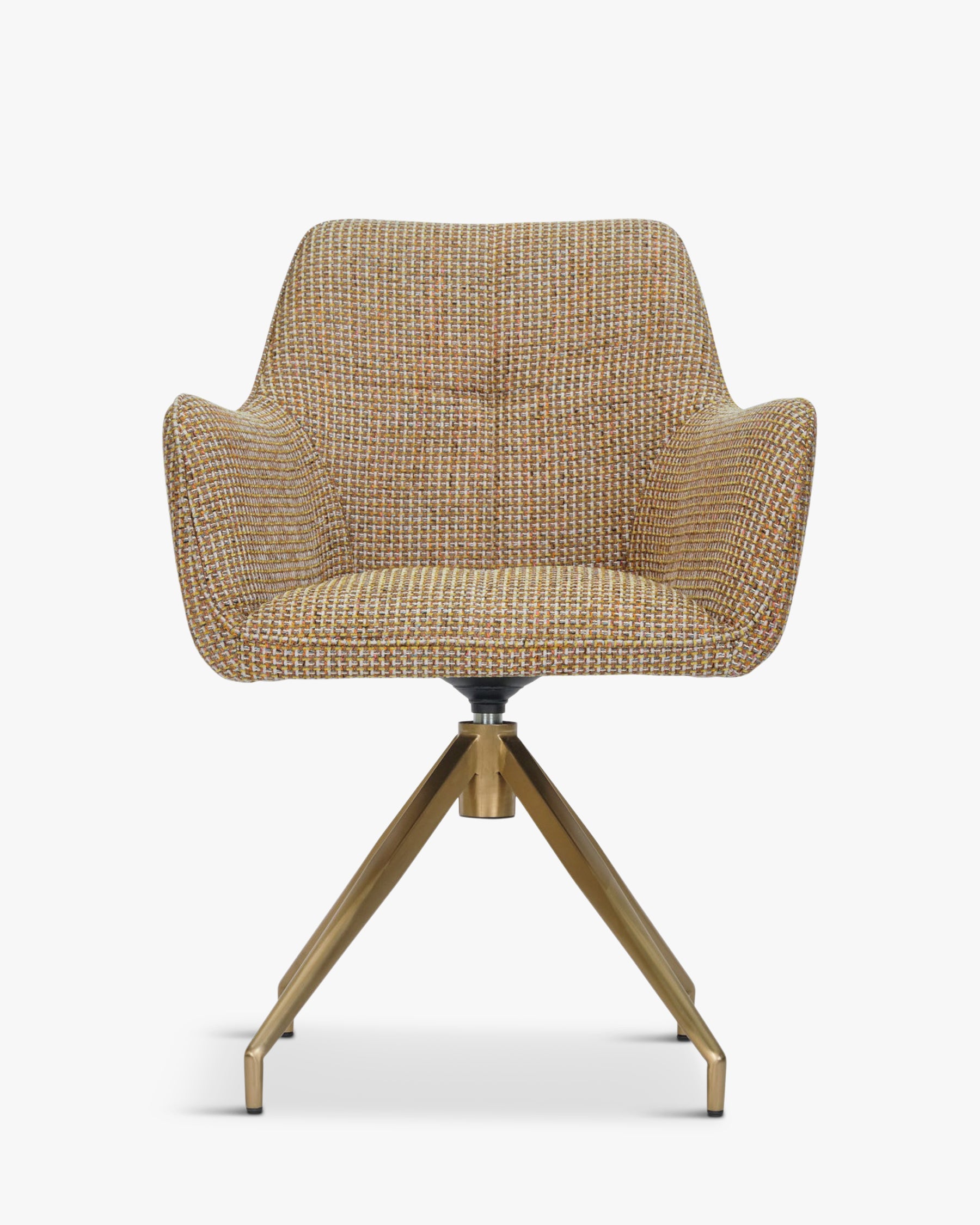 Fauteuil de bureau rétro en velours/bouclette avec assise capitonnée et base en métal noir/doré pour bureau à domicile