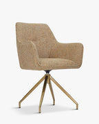 Fauteuil de bureau rétro en velours/bouclette avec assise capitonnée et base en métal noir/doré pour bureau à domicile