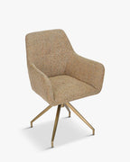 Fauteuil de bureau rétro en velours/bouclette avec assise capitonnée et base en métal noir/doré pour bureau à domicile