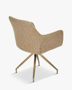 Fauteuil de bureau rétro en velours/bouclette avec assise capitonnée et base en métal noir/doré pour bureau à domicile