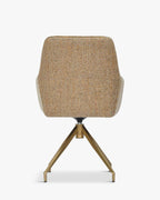 Fauteuil de bureau rétro en velours/bouclette avec assise capitonnée et base en métal noir/doré pour bureau à domicile