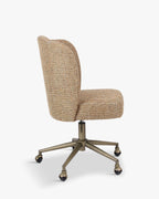 Fauteuil de bureau contemporain en tweed avec roulettes et pieds en laiton Bureau à domicile