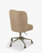 Fauteuil de bureau contemporain en tweed avec roulettes et pieds en laiton Bureau à domicile
