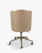 Fauteuil de bureau contemporain en tweed avec roulettes et pieds en laiton Bureau à domicile