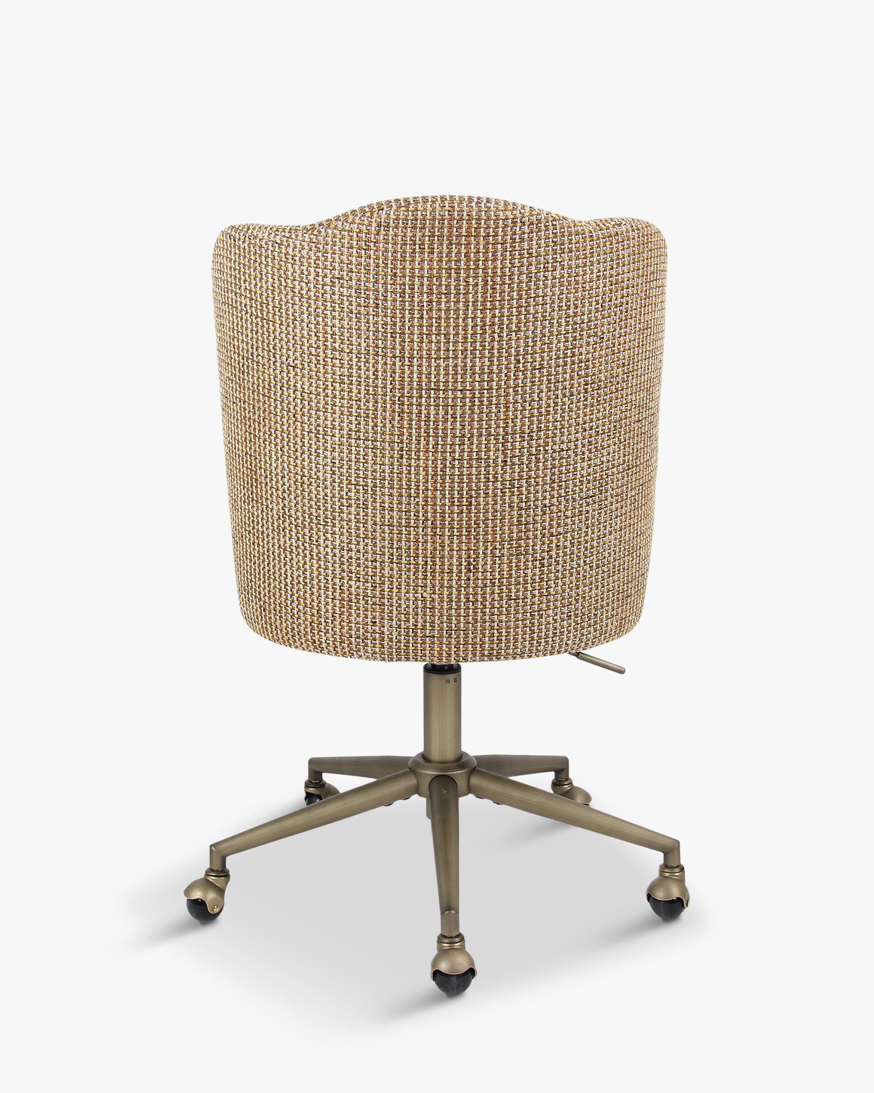 Fauteuil de bureau contemporain en tweed avec roulettes et pieds en laiton Bureau à domicile