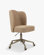 Fauteuil de bureau contemporain en tweed avec roulettes et pieds en laiton Bureau à domicile