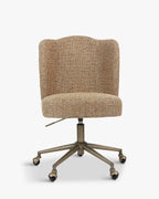 Fauteuil de bureau contemporain en tweed avec roulettes et pieds en laiton Bureau à domicile