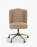 Fauteuil de bureau contemporain en tweed avec roulettes et pieds en laiton Bureau à domicile