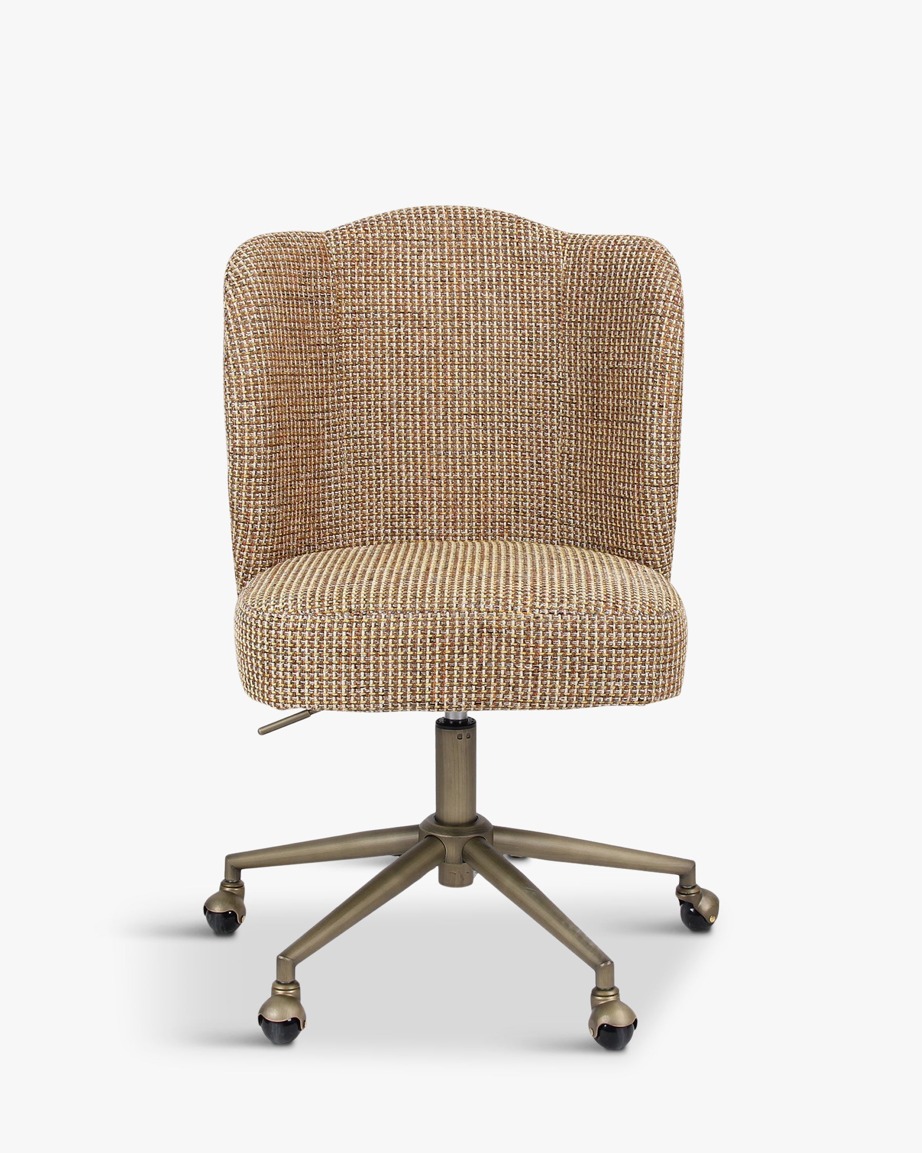 Fauteuil de bureau contemporain en tweed avec roulettes et pieds en laiton Bureau à domicile