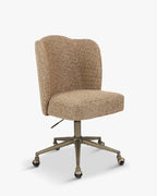Fauteuil de bureau contemporain en tweed avec roulettes et pieds en laiton Bureau à domicile
