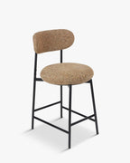 Tabouret de bar Rétro Tweed/Boucle avec dossier enveloppant & format compact Cuisine & Salon