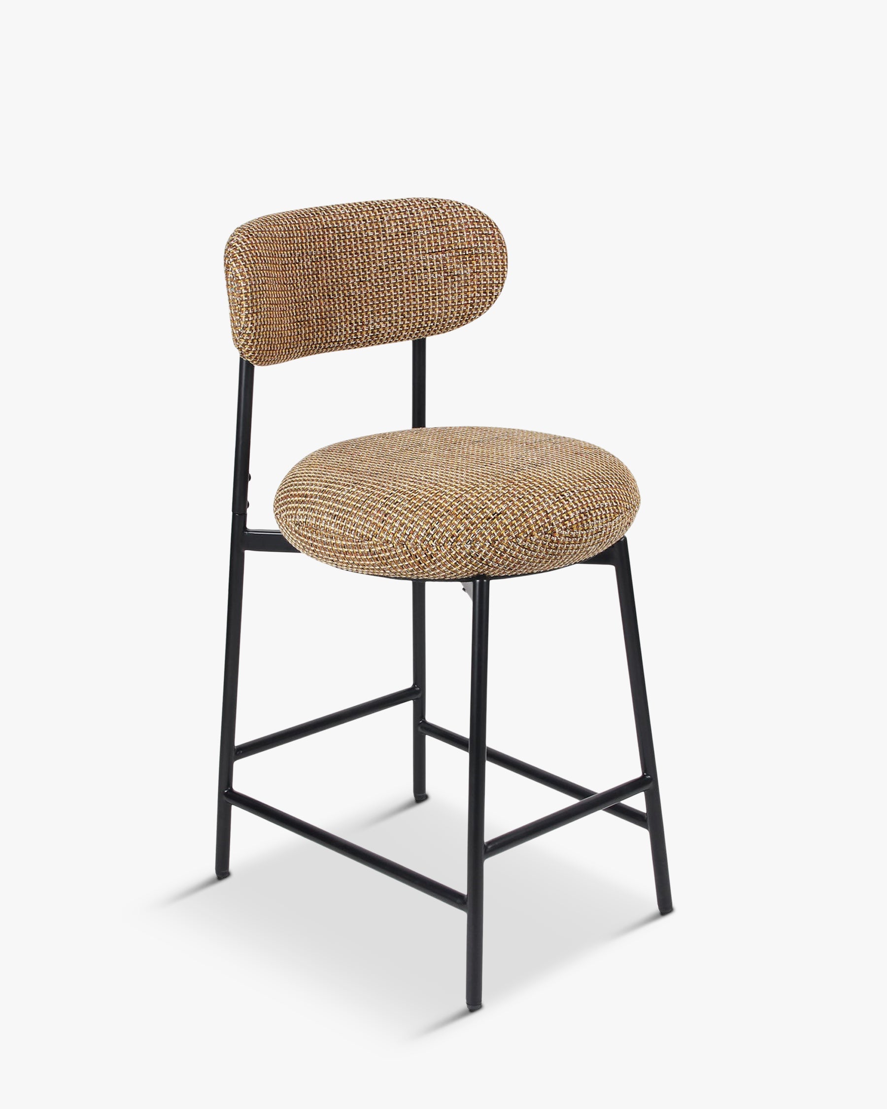 Tabouret de bar Rétro Tweed/Boucle avec dossier enveloppant & format compact Cuisine & Salon
