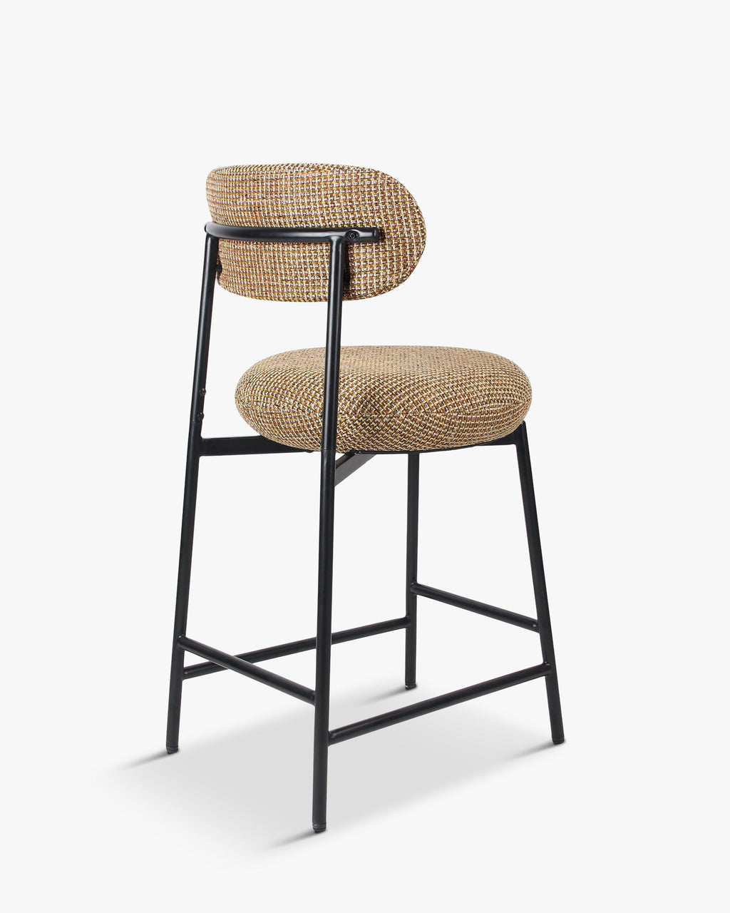 Tabouret de bar Rétro Tweed/Boucle avec dossier enveloppant & format compact Cuisine & Salon