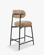 Tabouret de bar Rétro Tweed/Boucle avec dossier enveloppant & format compact Cuisine & Salon