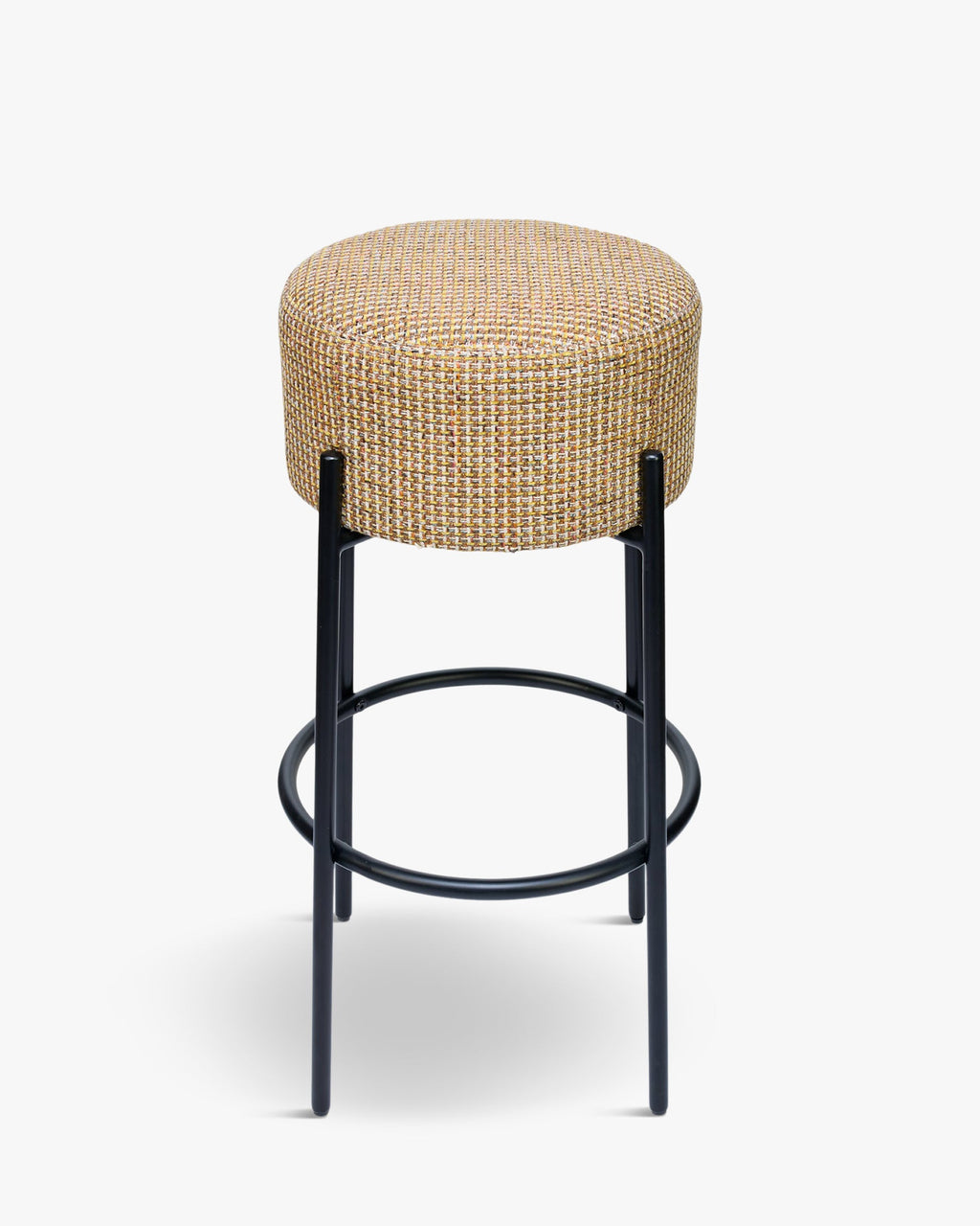 Tabouret moderne en bouclette et métal avec assise moelleuse et 3 coloris pour bar et cuisine