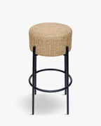Tabouret moderne en bouclette et métal avec assise moelleuse et 3 coloris pour bar et cuisine