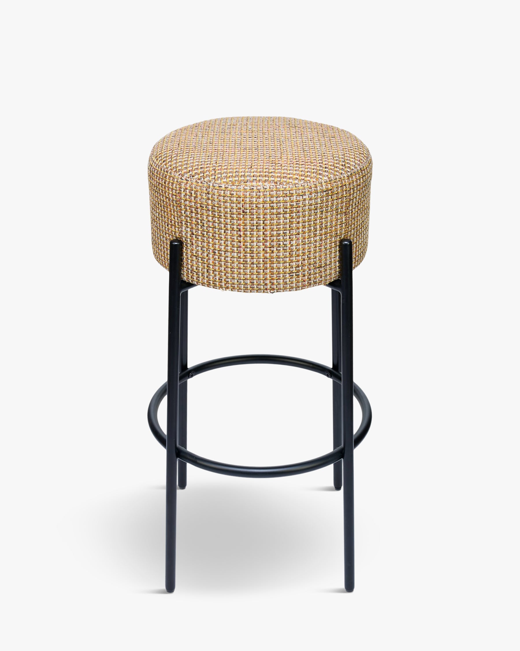 Tabouret moderne en bouclette et métal avec assise moelleuse et 3 coloris pour bar et cuisine