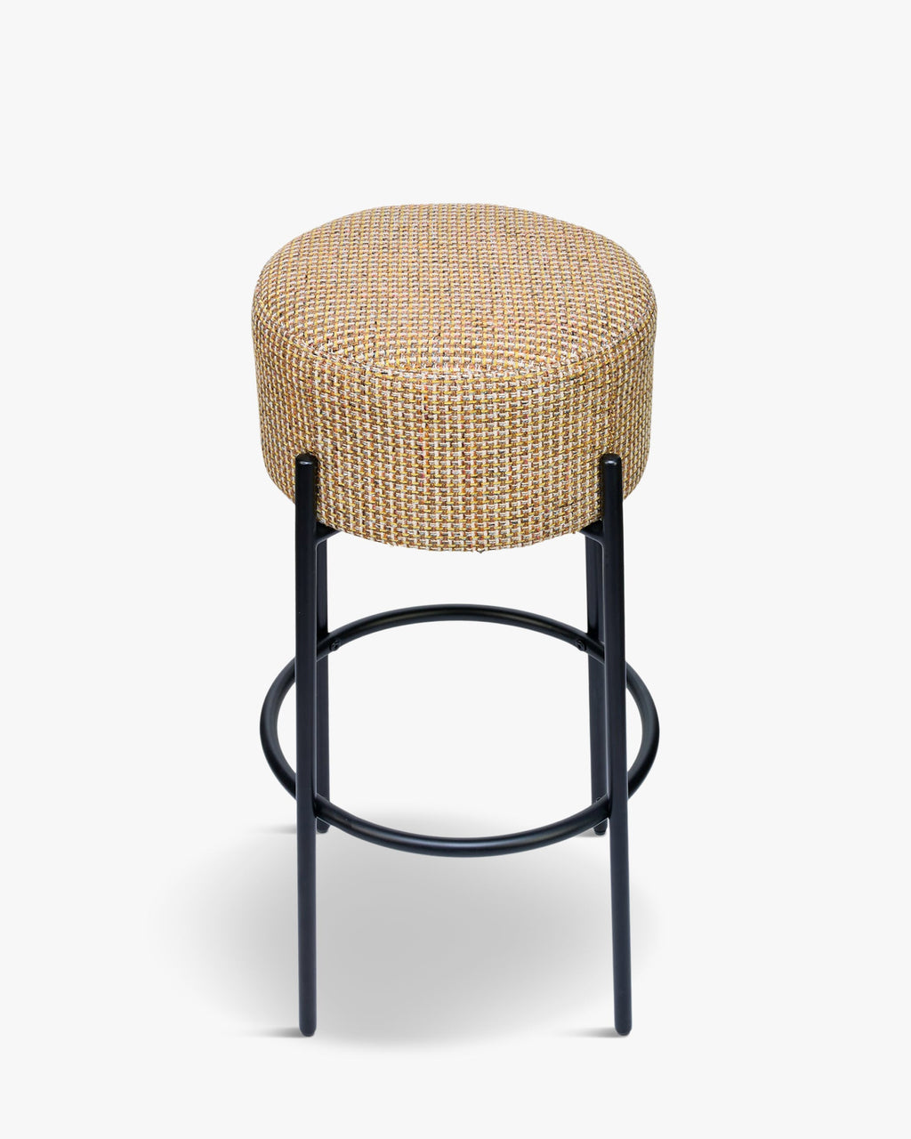 Tabouret moderne en bouclette et métal avec assise moelleuse et 3 coloris pour bar et cuisine