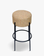 Tabouret moderne en bouclette et métal avec assise moelleuse et 3 coloris pour bar et cuisine