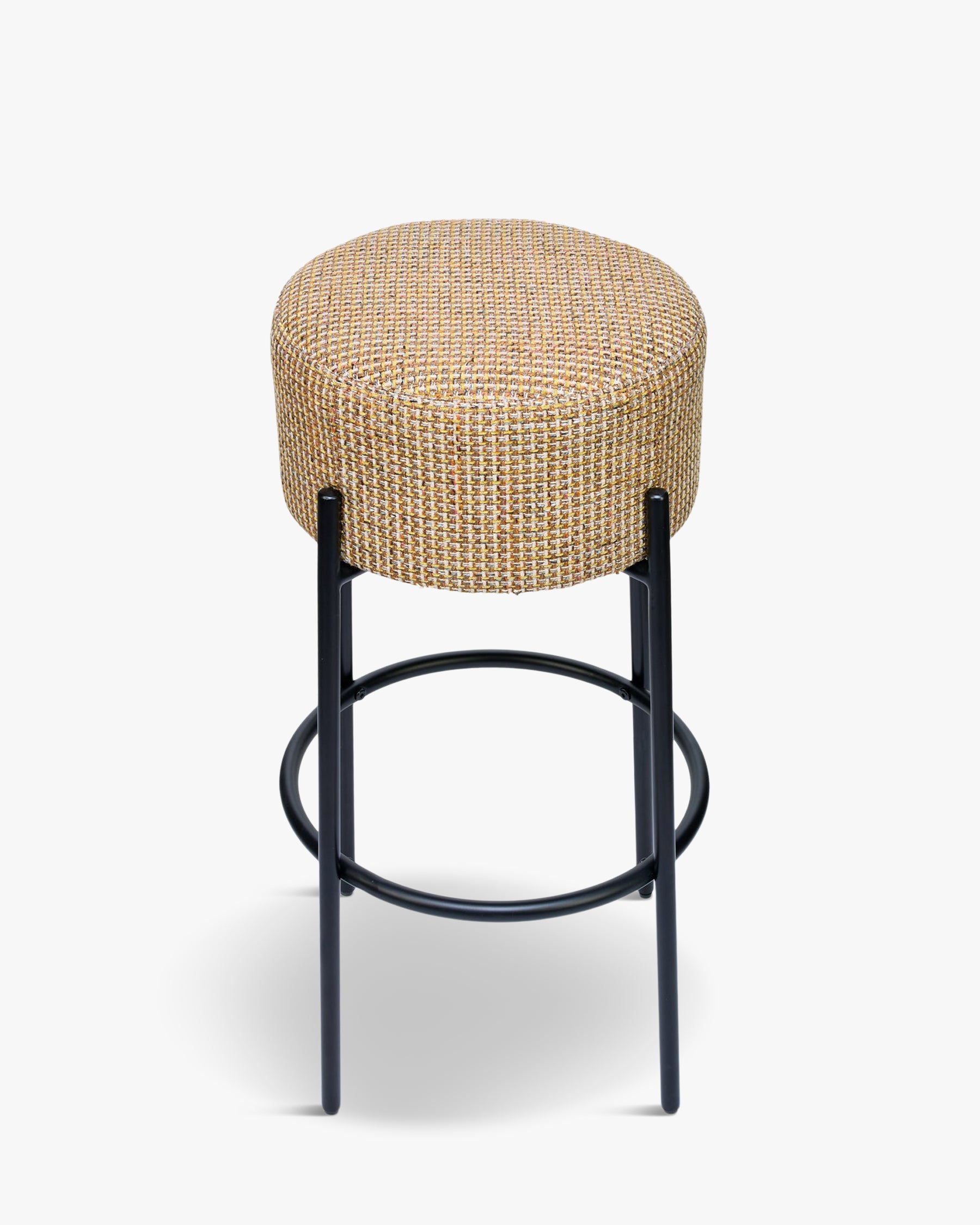 Tabouret moderne en bouclette et métal avec assise moelleuse et 3 coloris pour bar et cuisine