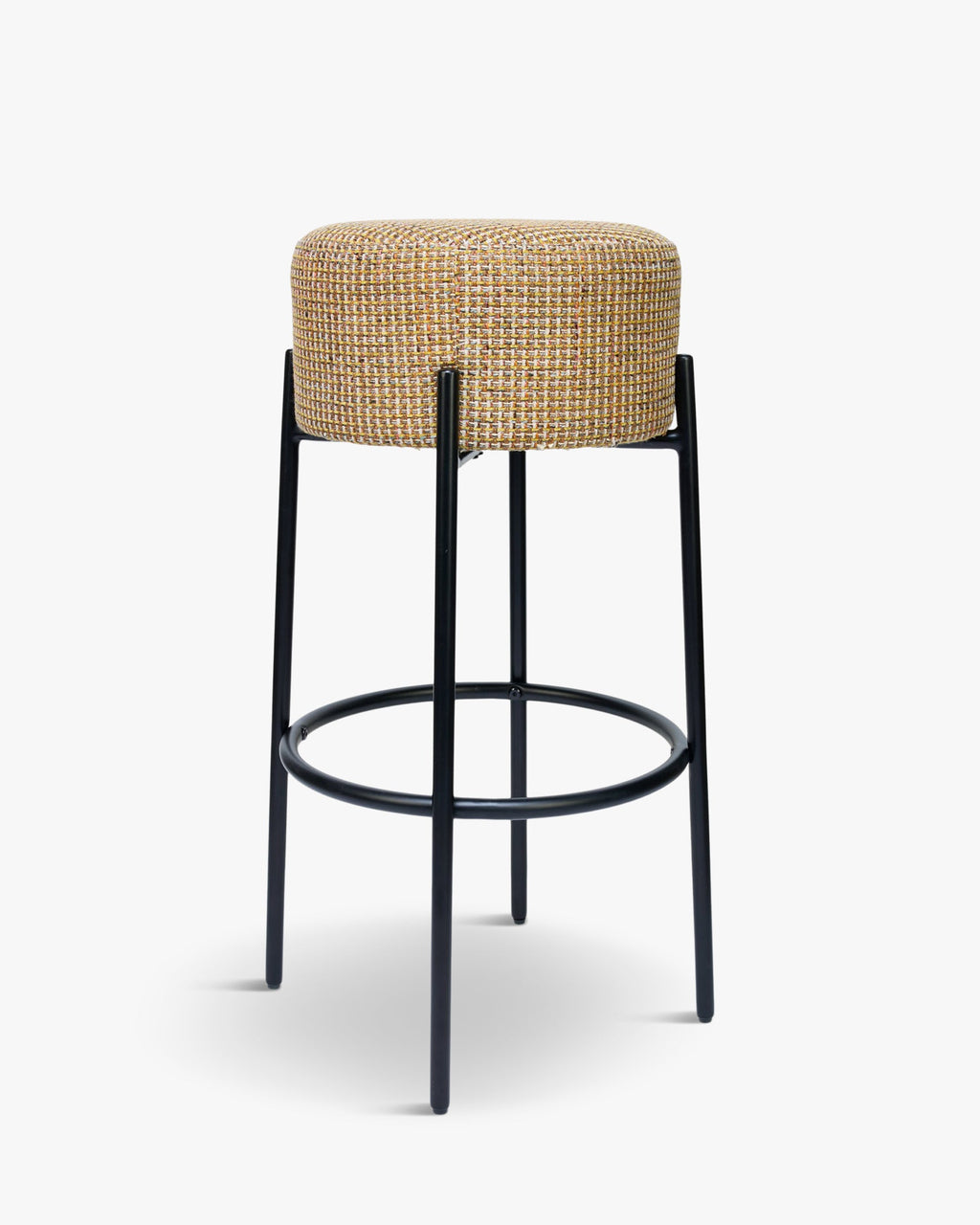 Tabouret moderne en bouclette et métal avec assise moelleuse et 3 coloris pour bar et cuisine