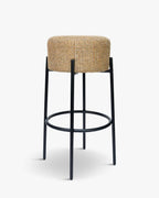 Tabouret moderne en bouclette et métal avec assise moelleuse et 3 coloris pour bar et cuisine