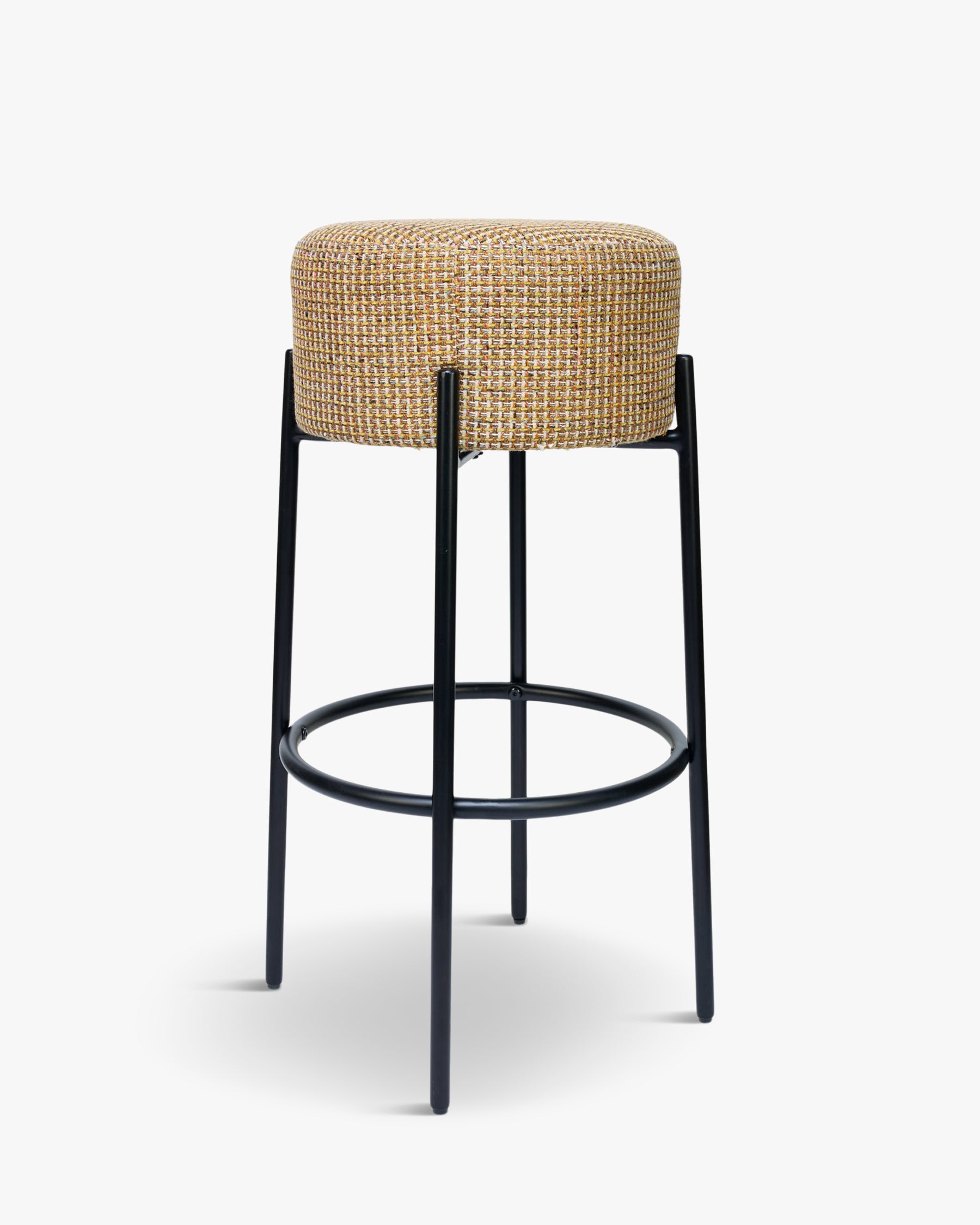 Tabouret moderne en bouclette et métal avec assise moelleuse et 3 coloris pour bar et cuisine