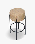 Tabouret moderne en bouclette et métal avec assise moelleuse et 3 coloris pour bar et cuisine