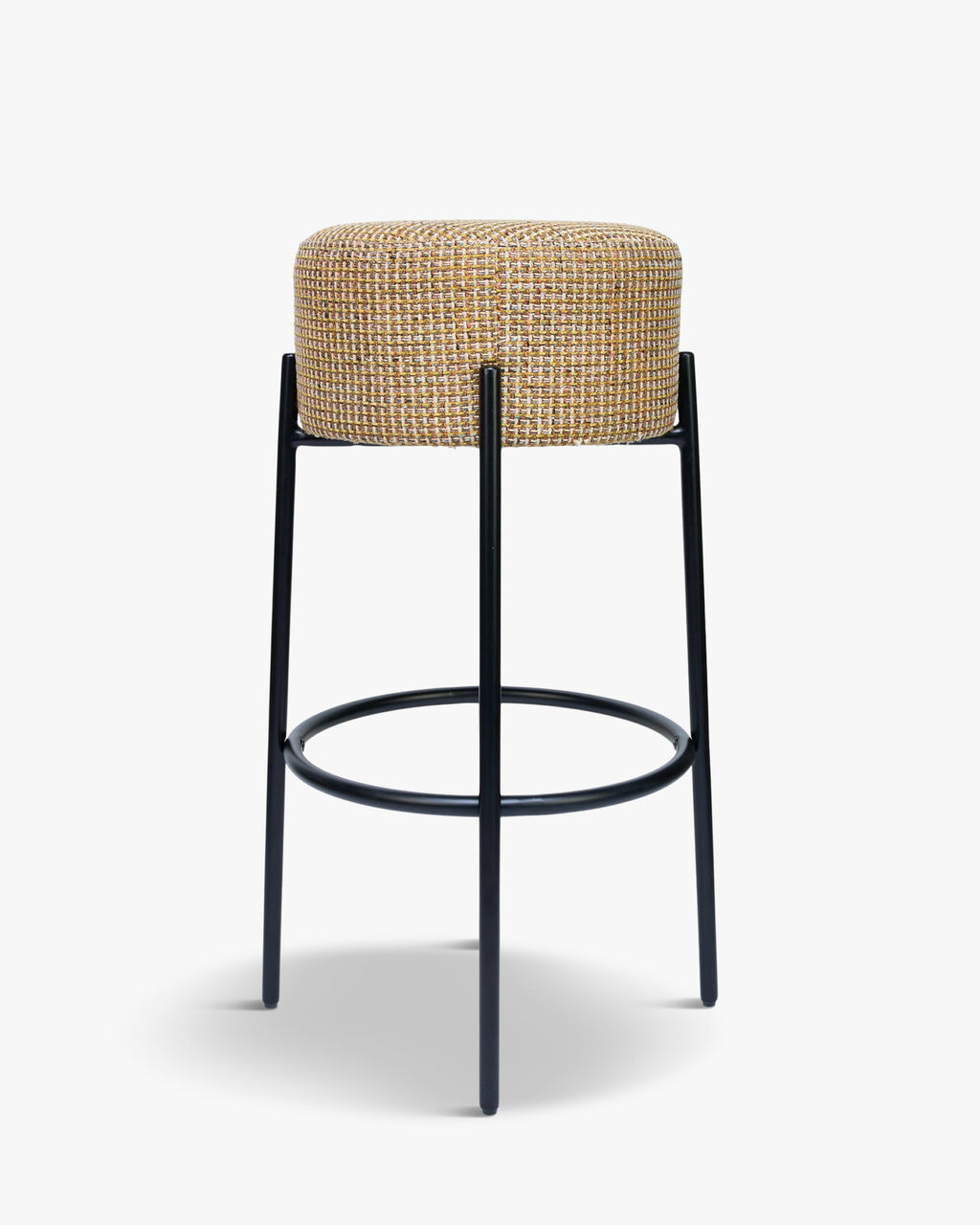 Tabouret moderne en bouclette et métal avec assise moelleuse et 3 coloris pour bar et cuisine