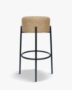 Tabouret moderne en bouclette et métal avec assise moelleuse et 3 coloris pour bar et cuisine