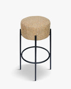 Tabouret moderne en bouclette et métal avec assise moelleuse et 3 coloris pour bar et cuisine