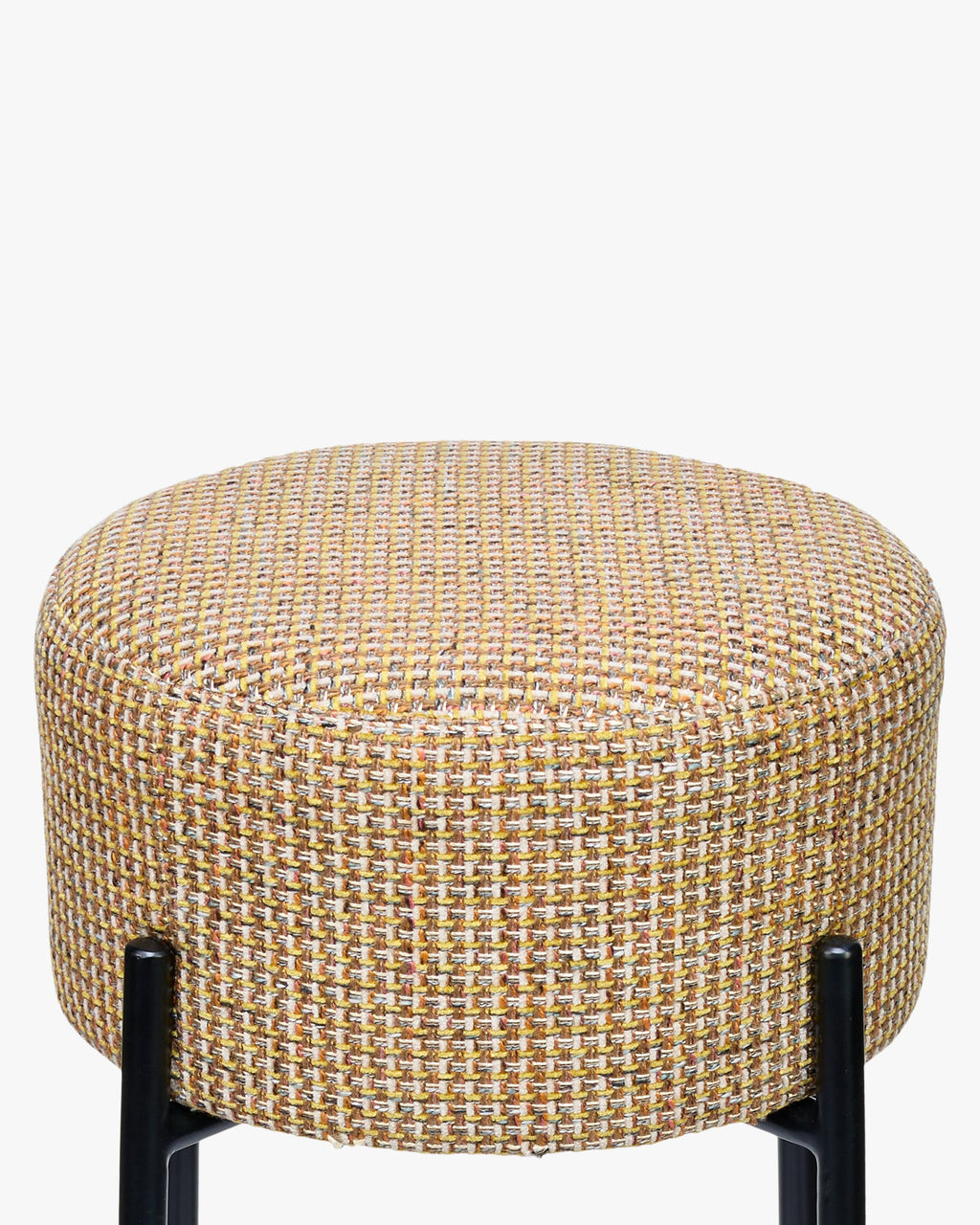 Tabouret moderne en bouclette et métal avec assise moelleuse et 3 coloris pour bar et cuisine