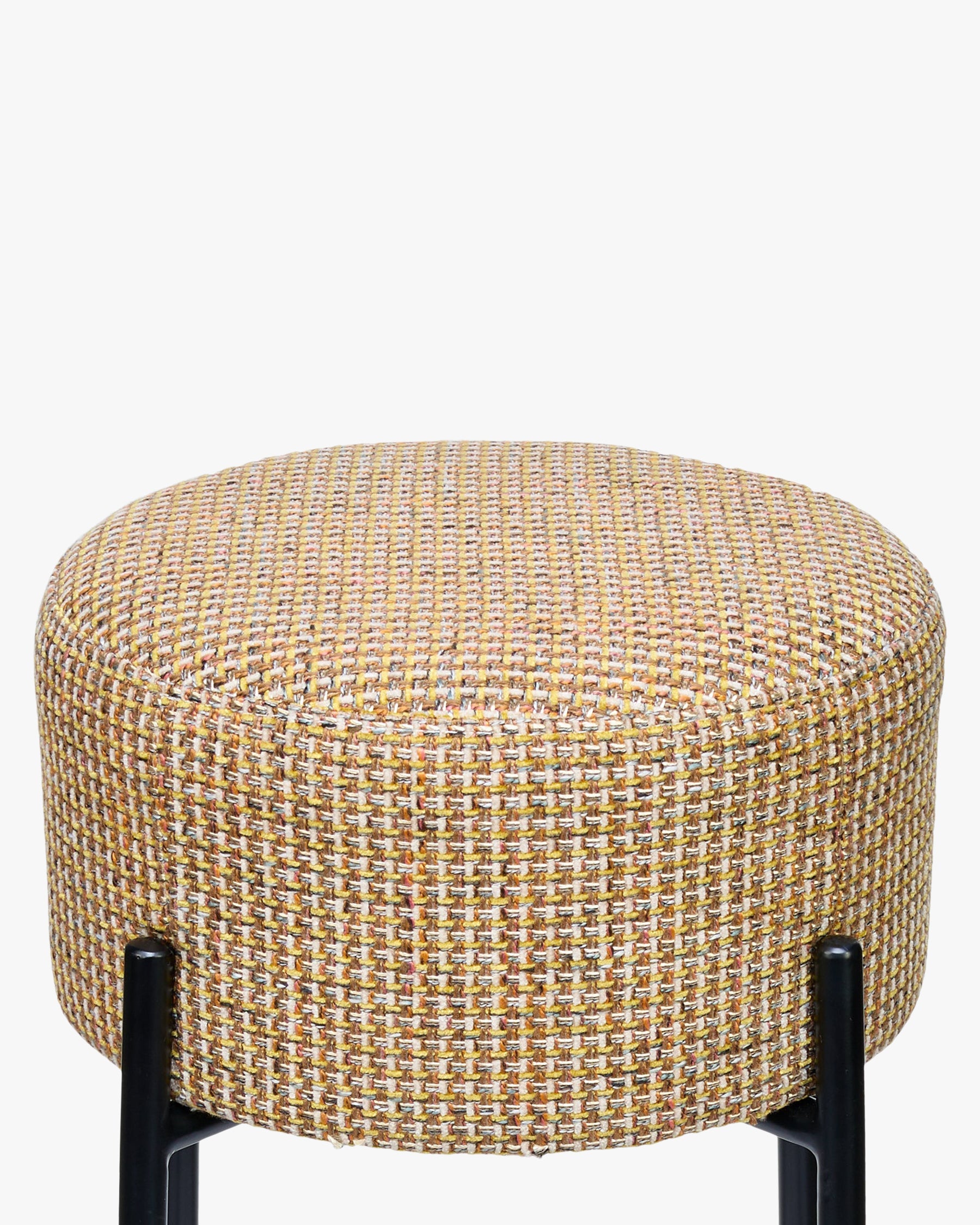 Tabouret moderne en bouclette et métal avec assise moelleuse et 3 coloris pour bar et cuisine