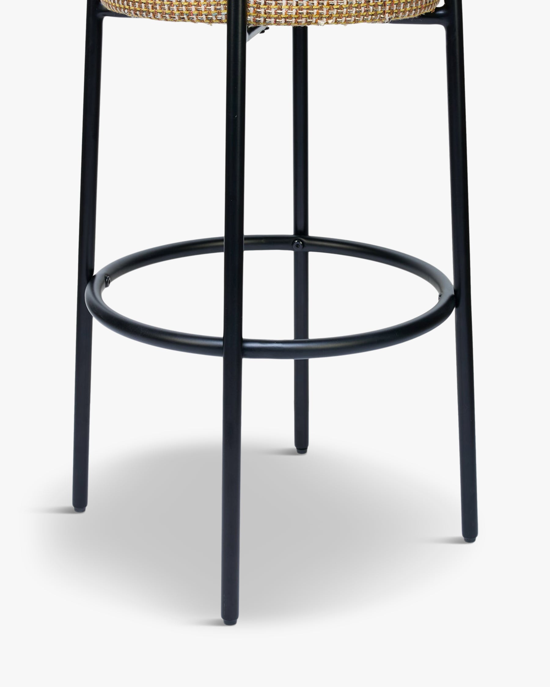 Tabouret moderne en bouclette et métal avec assise moelleuse et 3 coloris pour bar et cuisine